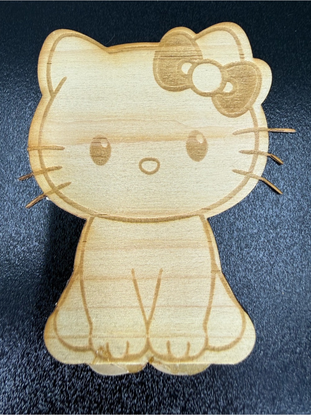 3”x2” Hello Kitty Wooden Cutout Sticker - Natural Wood